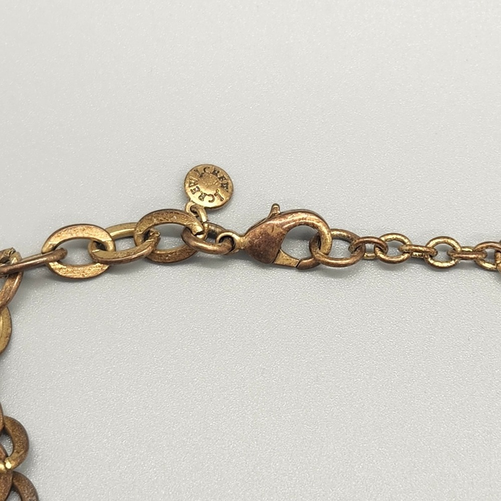 J.CREW Statement Bib Necklace Adjustable Multi-Stone Rhinestone Gold Tone - Picture 3 of 3